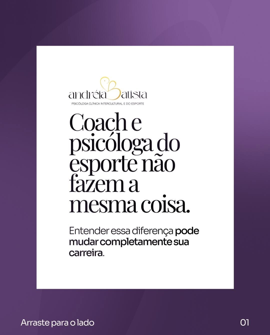 Post do Instagram da Dra. Andréia sobre coach e psicóloga do esporte